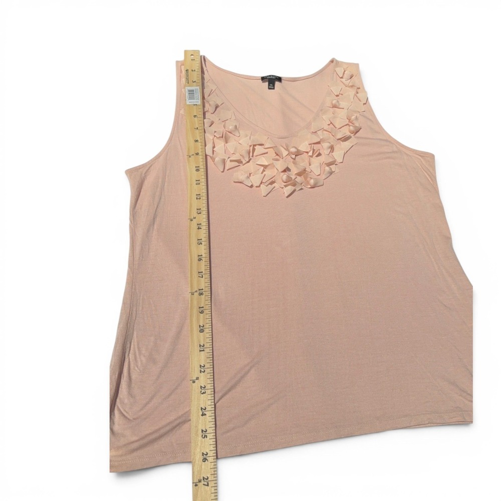Talbots XL Blush Pink Floral Applique Sleeveless Knit Top Classic Quiet Luxury - Picture 5 of 8